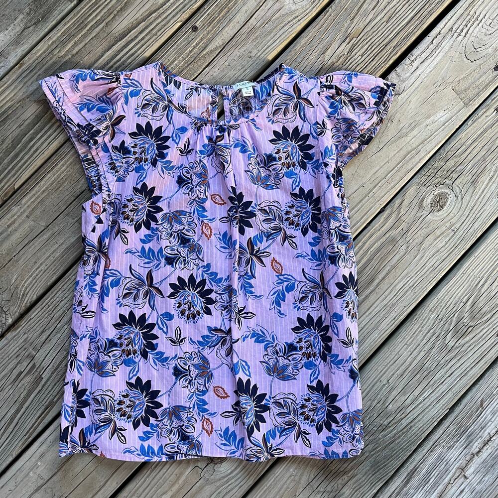 J. Crew Factory Women's Lilac Pintuck Flutter Sleeve Top Size S